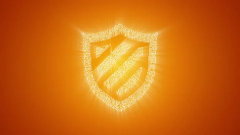 Numbers and symbols form a shield icon on gold background. Stock Footage 85626705