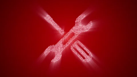 Numbers and symbols form a tools icon on red background. Stock Footage 85627372