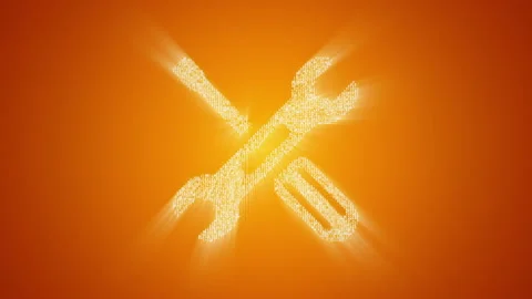 Numbers and symbols form a tools icon on gold background. Stock Footage 85627416