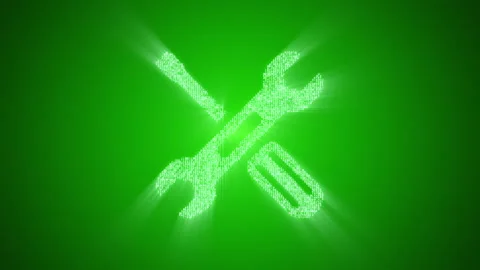 Numbers and symbols form a tools icon on green background. Stock Footage 85627435