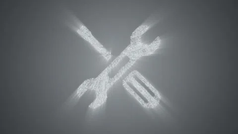 Numbers and symbols form a tools icon on grey background. Stock Footage 85627448