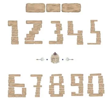 Numbers, art, design, elements, graphics numbers on white background Illustrazione stock
