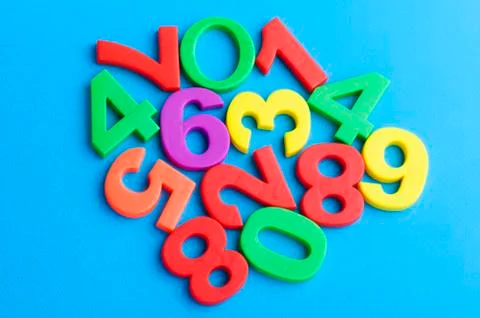 Numbers on blue Stock Photos