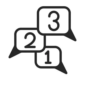 Numbers bubble in black text written 123 on white background Stock Illustration