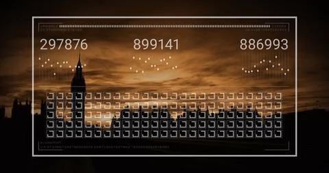 Numbers changing and data processing on a computer screen Stock Photos
