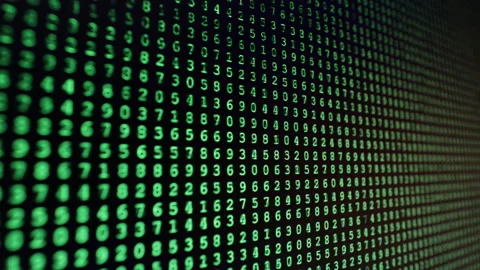 Numbers code changing on black screen green random camera moving shot od a c 動画素材 279562188