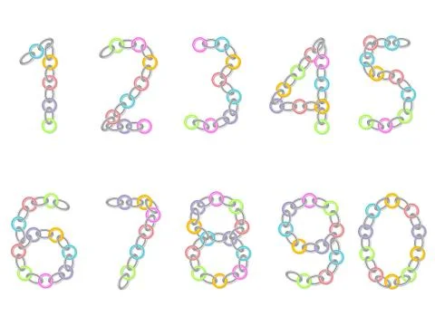 Numbers from colored and metallic chain Stock Illustration