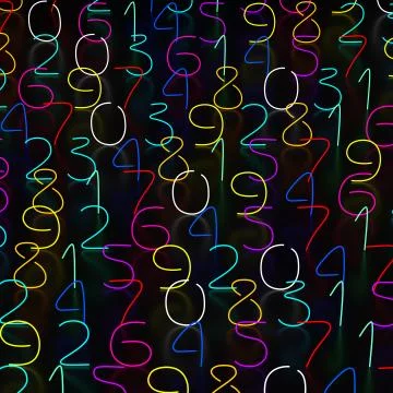 Numbers colors luminous in random order Stockillustratie