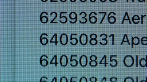 Numbers on computer screen Stock Footage 129893403