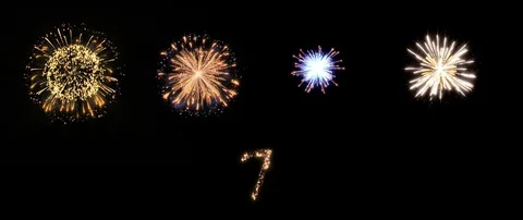 Numbers countdown nine to one.  Colorful fireworks. Concept festive design Video stock 105664239