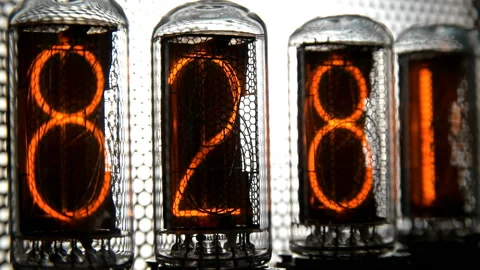 The numbers on the counters are changing rapidly, stopping at the numbers 7777 Video stock 104170272