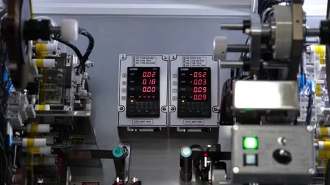 Numbers Counting on the Digital Panels in an Industrial Automation Facility 8K Stock Footage 220332875
