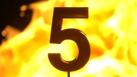 Numbers Covered By Yellow Flames Stock Footage 95769615
