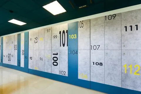 Numbers of different sizes, in order, from eighty to one hundred and twelve Stock Photos