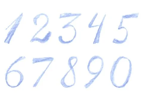 Numbers drawn by colored pencils, vector 스톡 일러스트