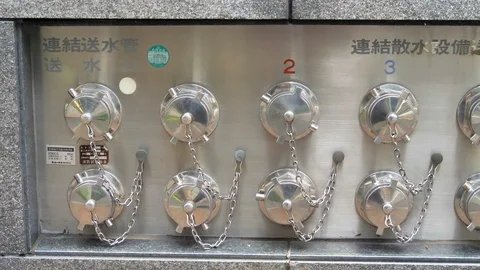 The numbers on each of the knob on the wall in Tokyo Japan Stock Footage 121376778