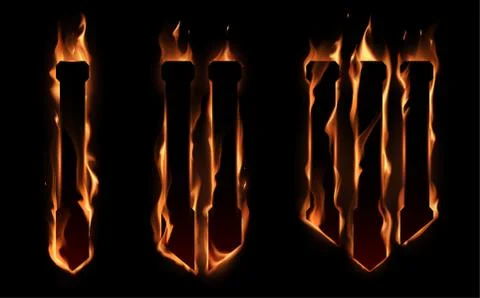 Numbers in fire flames on black background Stock Illustration