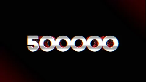 Numbers five hundred thousand, metallic color, chrome, 3D, with flyout and a Stock Footage 160111599