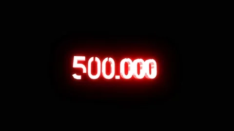 Numbers five hundred thousand, neon, on a black background, animated with ro Stock Footage 160111699