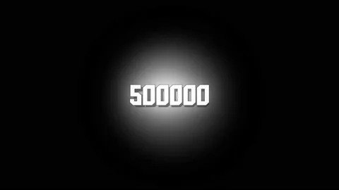 Numbers five hundred thousand, white backlit, massive, animated graphics, on Video stock 158306903