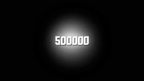 Numbers five hundred thousand, white backlit, massive, animated graphics, on Stock Footage 160111665