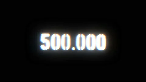 Numbers five hundred thousand, white with illumination and blur, on a black Stock Footage 160111712