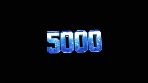 Numbers five thousand bluish color, animated in motion, volumetric 3D, on a Stock Footage 160111843