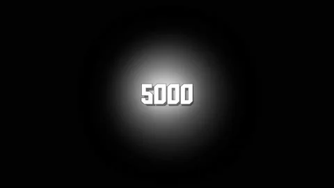 Numbers five thousand, white backlit, massive, animated graphics, on a black Stock Footage 158306994