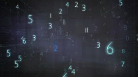 Numbers Floating Amidst Glowing Digital Grid Stock Footage 300287393