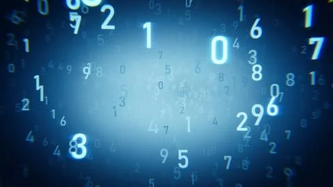 Numbers floating in digital cyberspace creating abstract technology background Stock Illustration