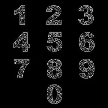Numbers with flowers Stock Illustration