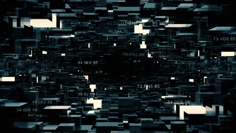 Numbers fly in cubes tunnel. Video stock 120910720