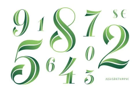 Numbers Font. Classical geometric design of numbers Stock Illustration
