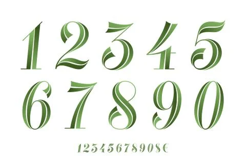 Numbers Font. Classical geometric design of numbers Stock Illustration