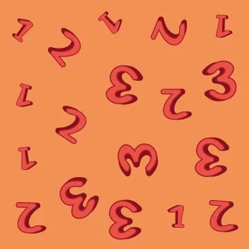 Numbers font orange pattern background Illustrazione stock