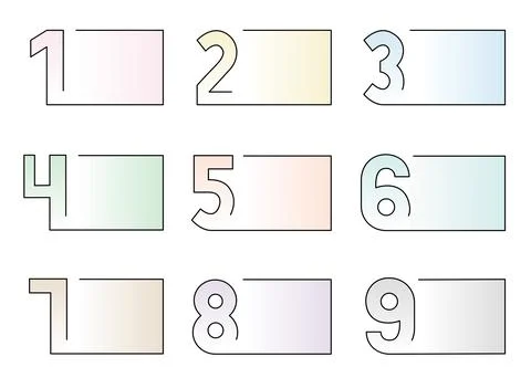 Numbers frame infographic steps set Stock Illustration