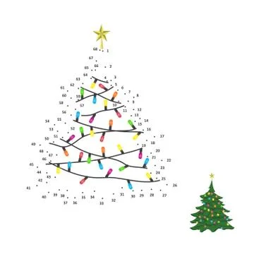 Numbers game for children. Dot to dot education game. Christmas tree Stock Illustration