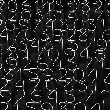 Numbers grayscale luminous in random order Stockillustratie