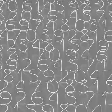 Numbers grayscale luminous in random order. 3D illustration Stockillustratie