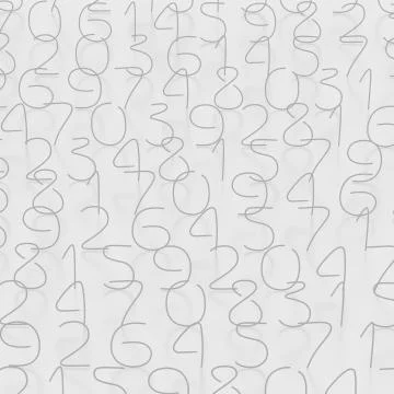 Numbers grayscale in random order 3D illustration Stock Illustration