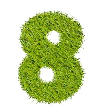 Numbers from the green grass, isolated on white Stock Illustration