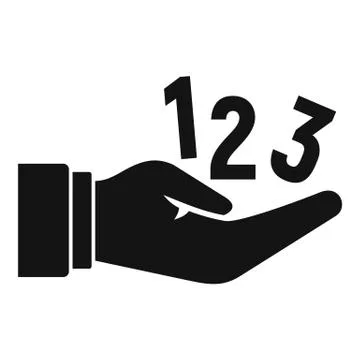 Numbers in hand icon, simple style Stock Illustration