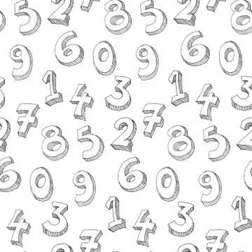 Numbers hand written pattern Illustrazione stock