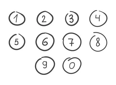 Numbers icon in hand drawn style. Number vector illustration on isolated ba.. Stock Illustration