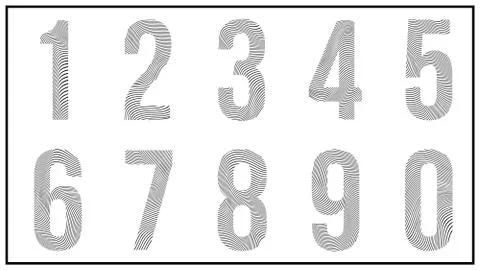 Numbers with illusion wave lines effect Stock Illustration