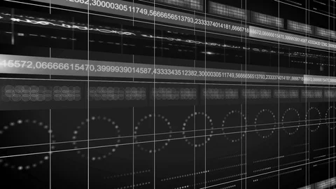 Numbers line circle technology background 4K LOOP colorless Stock Footage 104128647