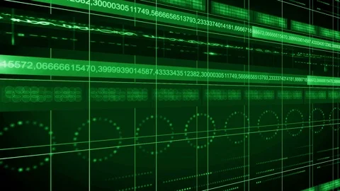 Numbers line circle technology background 4K LOOP green Stock Footage 104128831