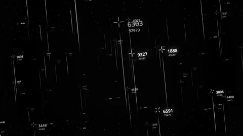 Numbers with lines on black background. Animation. Changing numbers with Stock Footage 151714290