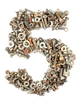 Numbers made of bolts - five Stock Photos