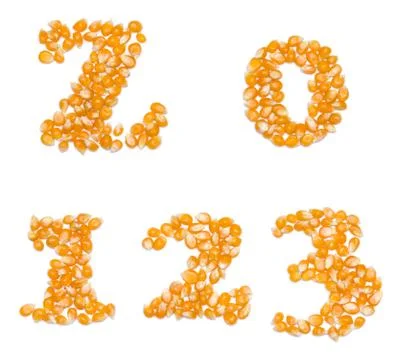 Numbers made of corn seeds Stock Photos